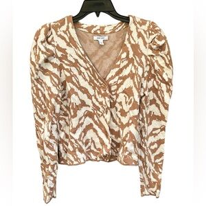 Nine West Animal Print Button Front Cardigan Sweater M - Preloved